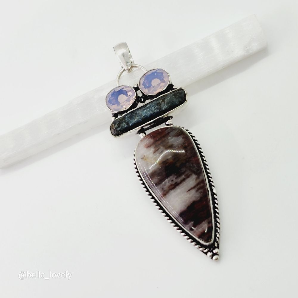 Coconut Jasper Kyanite Ethnic Handmade Pendant Jewelry 3.2"